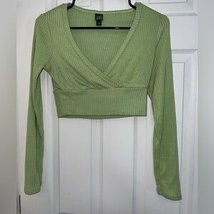 Light Bright Green Long Sleeve Cropped Top